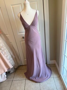Jenny Yoo Dusty Mauve V-Neck Slip Maxi Dress